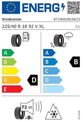 225/40R18 92V Vredestein QUATRAC PR0 XL
